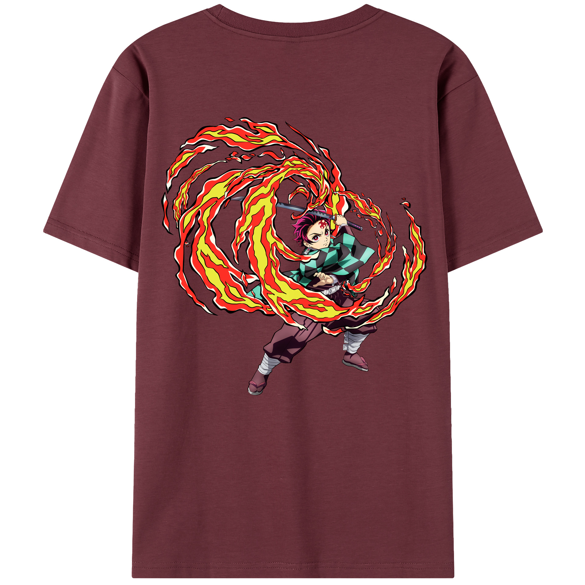 （画像用） 鬼滅の刃 竈門 炭治郎／かまど たんじろう Kamado Tanjirou 綿100％半袖Tシャツ（背面プリント）